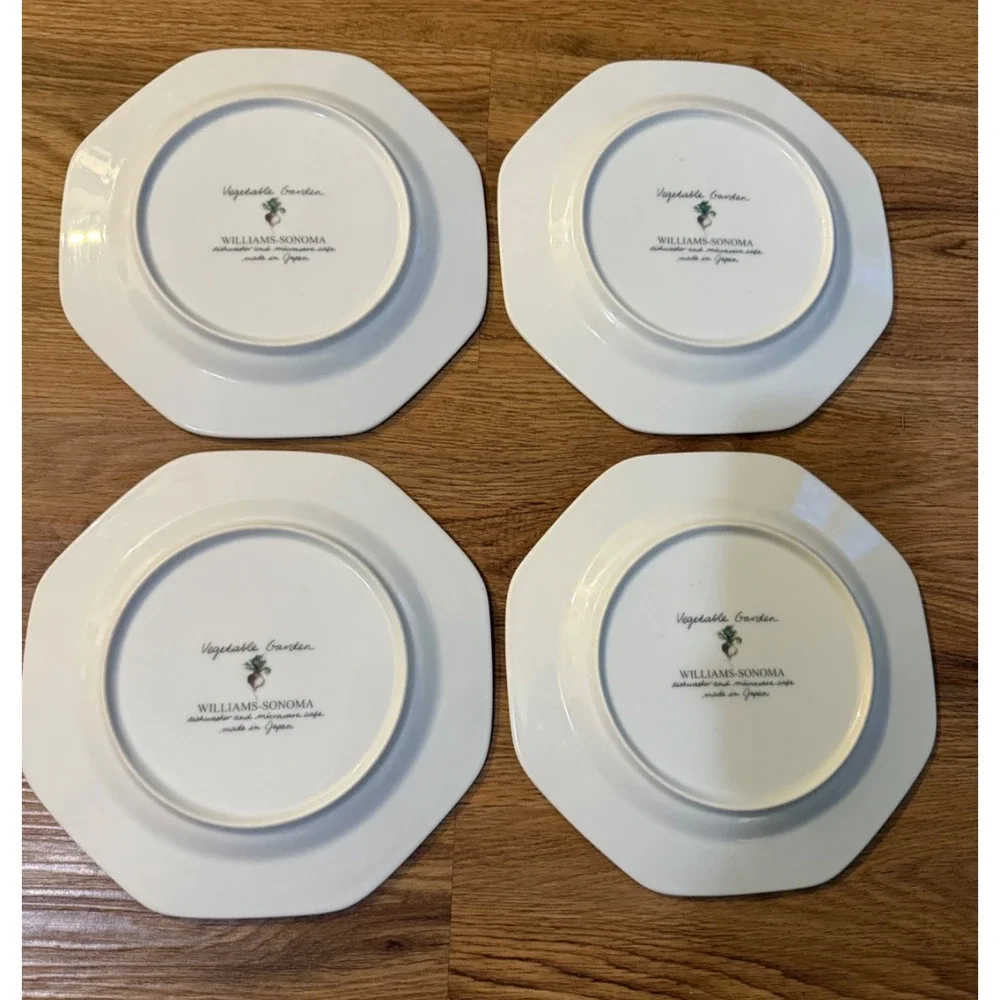 🥬 Williams-Sonoma Vegetable Garden Salad Plates – Set of 4 – 8.25